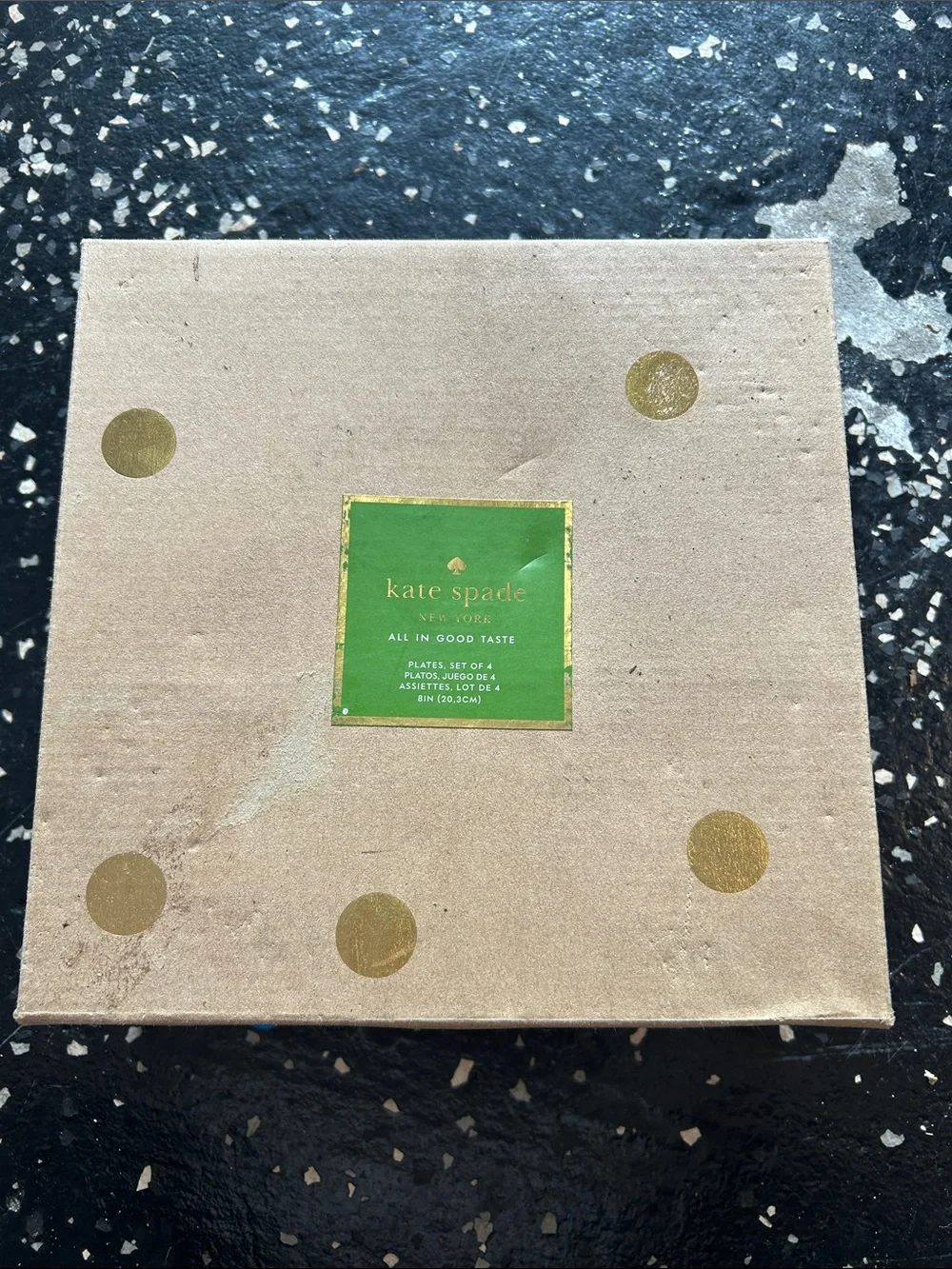 kate spade Cream and Gold Polka Dot pizza Party Plates - Elegant Set